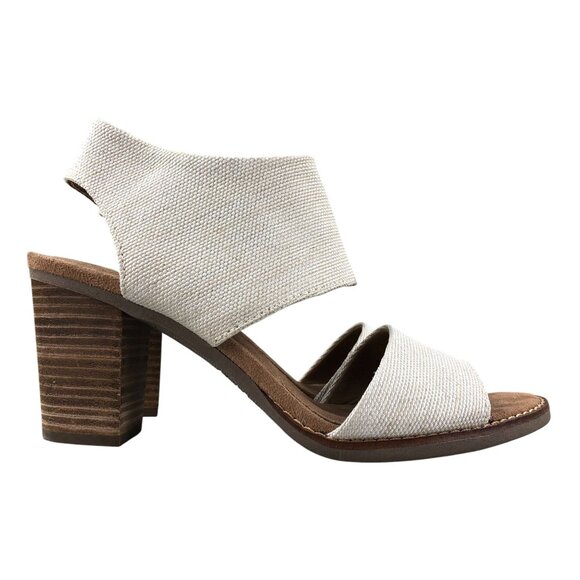 Toms Women's Size 8 Majorca Natural Cream Open Toe Cutout High Heel Sandals - Picture 1 of 15